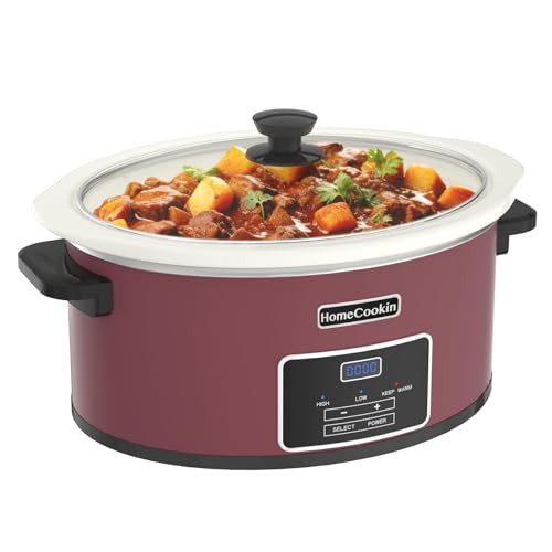 8 Quart Programmable Slow Cooker with Timer Keep Warm (8 Quarts / Red 1)