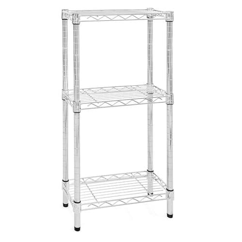 Shelving Inc. 8" d x 18" w Chrome Wire Shelving with 3 Tier Shelves (8" d x 18" w x 34" h)
