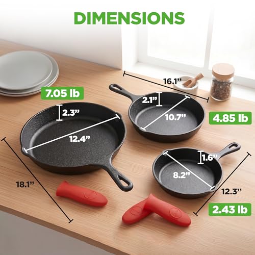 3pc Cast Iron Skillets (Various Sizes (3-Piece Set) / Black)