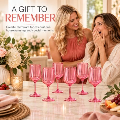 Acrylic Lucia Stemmed Goblets (Wine Glass / Hot Pink)