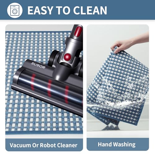 Long Kitchen Runner Rugs Kitchen Mat Non Slip Washable Blue 24"x71" (Blue / 24"x71")