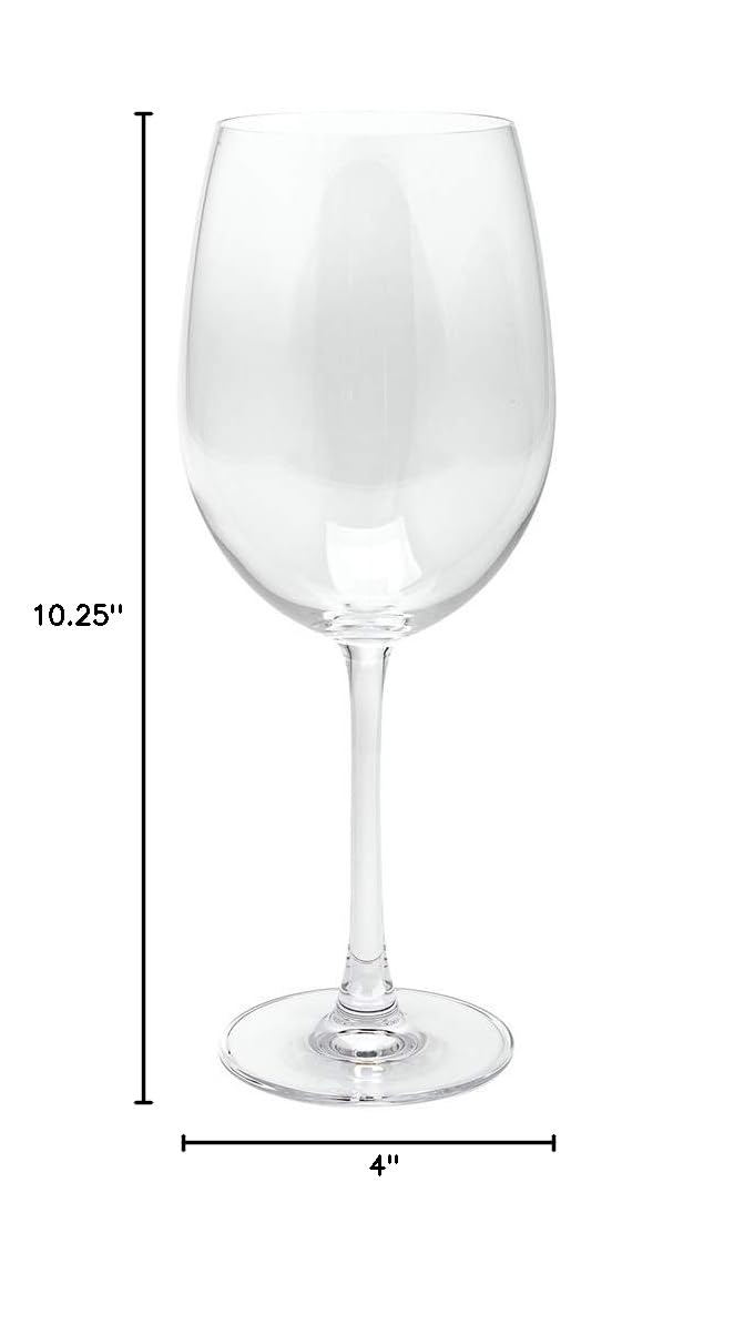 Wine Glasses 6 Count 25 Ounce Glass Bordeaux Wine Drinkware Crystal Dishwasher Safe Lead (25 Ounces)