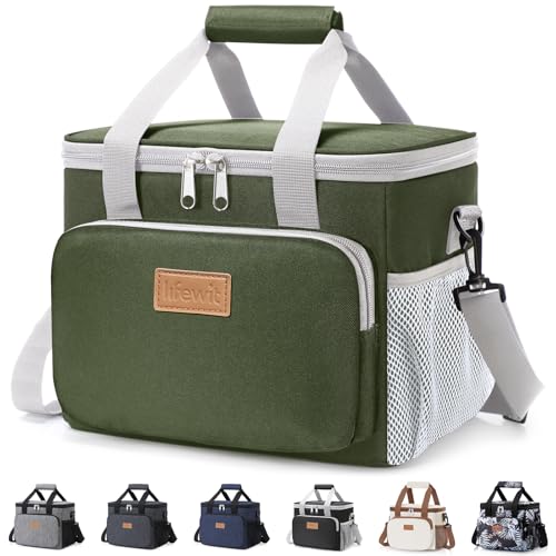 Insulated Lunch Box for Men (Gray & Green / Medium(9L))