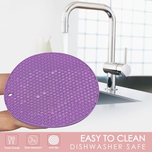6 Pack Silicone Trivets for Hot Pots and Pans (9x9in / 04 6 Colorful Round)