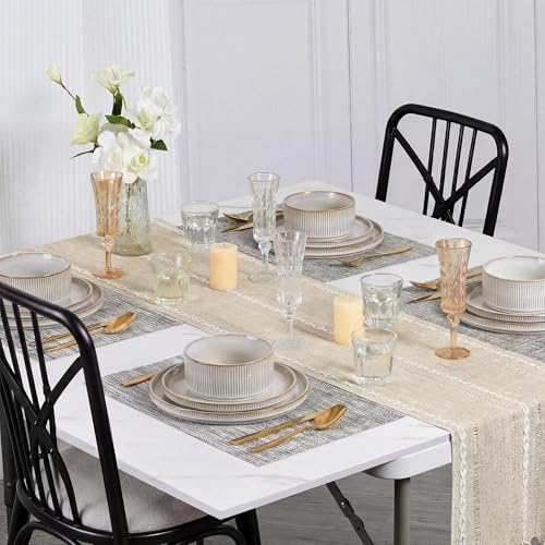 Stoneware Dinnerware Sets for 2 (Creamy Beige / 6pcs for 2)