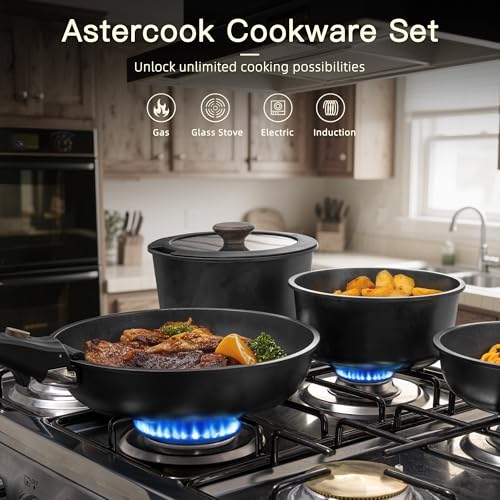 21 Pcs Pots and Pans Set Non Stick (Black / 21 Piece)