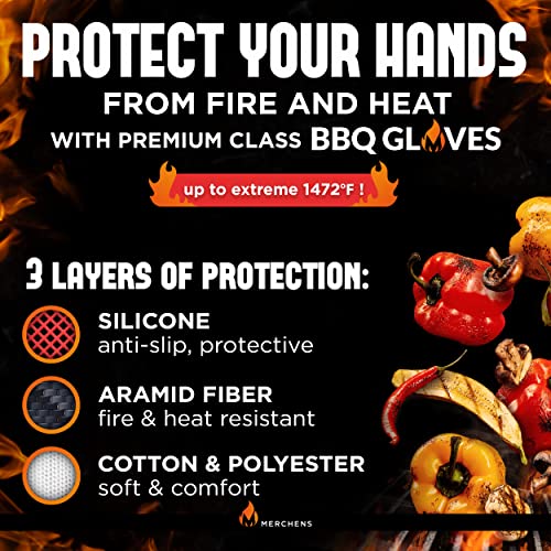 BBQ Grill & Oven Gloves 1472°F Heat Resistant (Red)