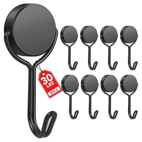 Magnetic Hooks for Cruise Cabins 30Lbs+ Heavy Duty Magnet Hook (Black / 0.79in×2.0in-1)