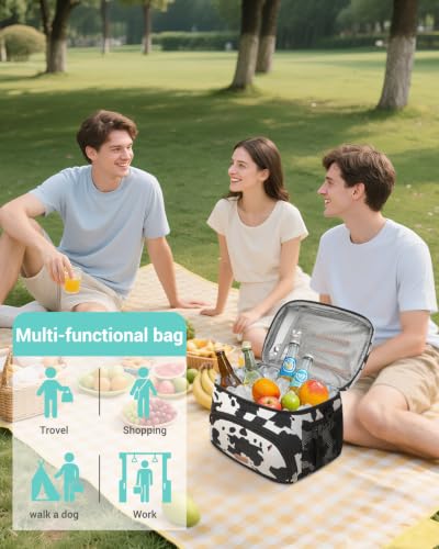 Lunch Box for Men Women Insulated Lunch Tote Cooler Bag Lunchbox (Cowprint / Medium)