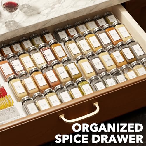 Bamboo White Spice Drawer Organizer (12" to 23" Wide / White)