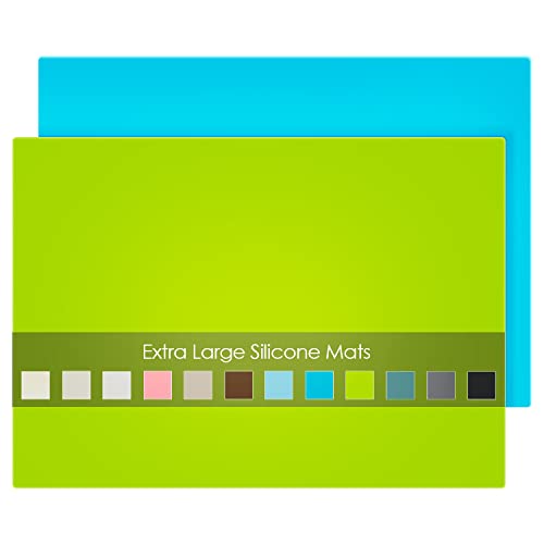 2 Pack Extra Large Silicone Mats for Crafts (02-green Blue / 23.6"L x 15.7"W)