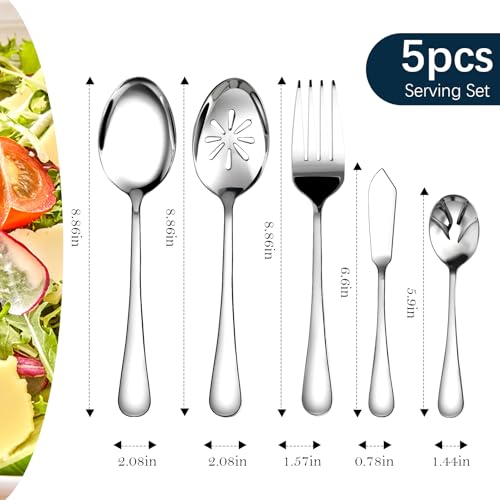 Silverware Set for 8 with Serving Utensils (Modern / 45 Piece)