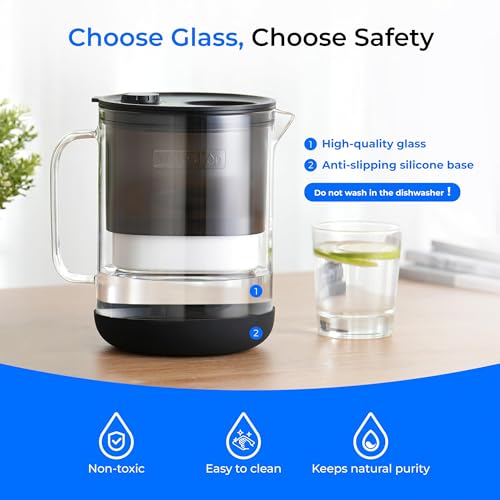 PT 72BL Glass Water Filter Pitcher (Black)