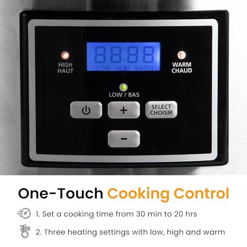 6 Quart Programmable Slow Cooker with 2 in 1 Silicone Liners (6 Quarts / Silver-1)