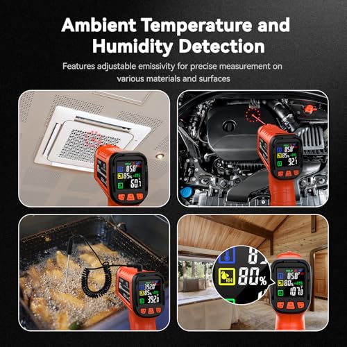 Infrared Thermometer Temperature Gun 1796°F 16 (-58°F to 1796°F, Orange)