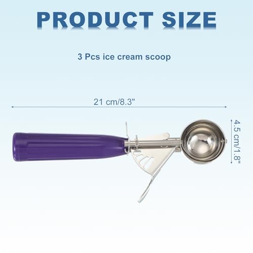 3 Pcs Cookie Scoops Ice Cream Scoop w (4.5 cm / Purple)