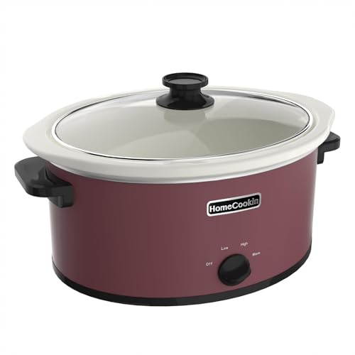 6 Quart Slow Cooker Oval Manual Pot Food Warmer with 3 Cooking Settings (6 Quarts / Red 3)