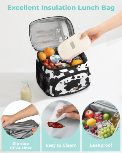 Lunch Box for Men Women Insulated Lunch Tote Cooler Bag Lunchbox (Cowprint / Medium)