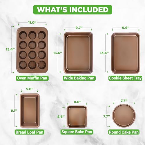 6 Piece Nonstick Bakeware Set (Gold)