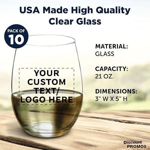 10 ARC Stemless Wine Glasses Set (- Custom - Clear / 10 glasses)