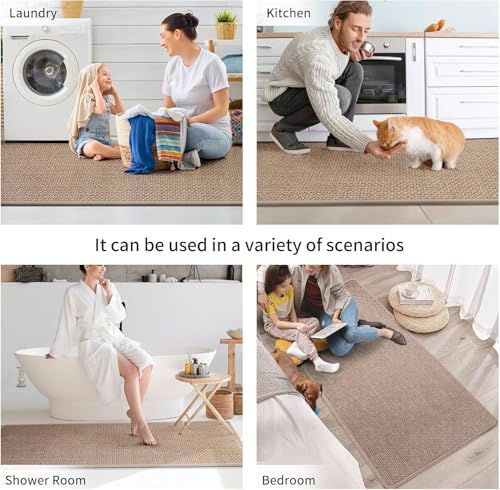 Long Kitchen Runner Rugs Kitchen Mat Non Slip Washable Brown 17"x71" (A- Brown / 17"x71")