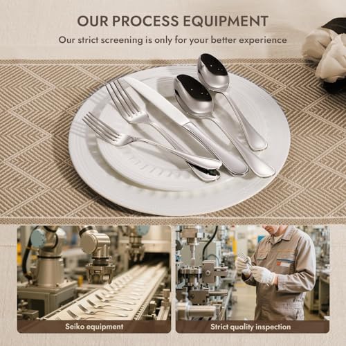 18 10 Stainless Steel Silverware Set for 12 (Silver / 60-Piece)