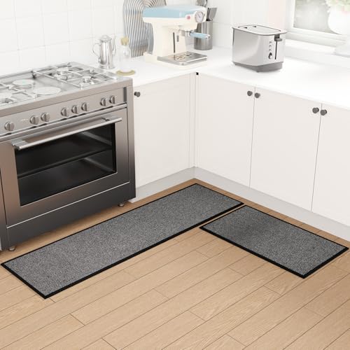 Kitchen Mats Set of 2 PCS for Floor (Black / 17.3"x30"+17.3"x60" (Set of 2))