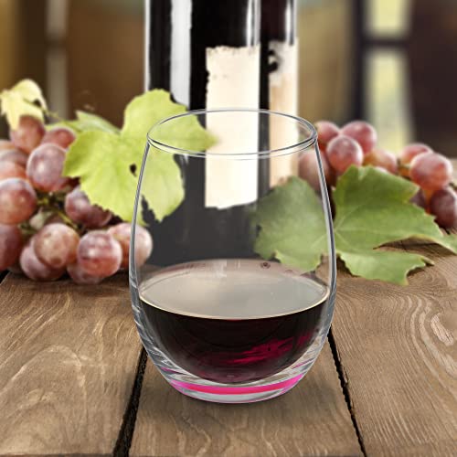 Stemless Wine Glasses by ARC 5.5 oz. Set of 12 (Blank - Pink / 12 Glasses)
