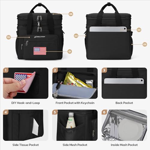 23L Insulated Lunch Box (F Black with DIY Hook-and-Loop)
