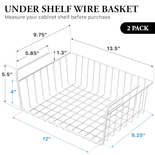 2 Pack Under Shelf Wire Metal Basket Shelf (2 Pack)