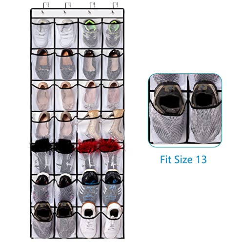 28 Large Pocket Over the Door Shoe Organzier (White-1 pack of 28)