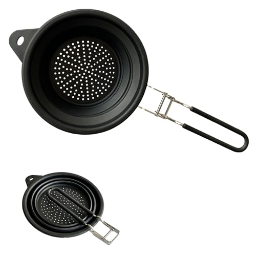 Silicone Collapsible Colander with Handle (Black)