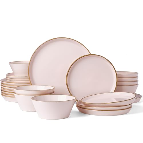 Saturn Stoneware Dishes Dinnerware Set for 8 (Light Pink / 24)