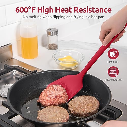 Silicone Turner Spatula Set of 2 (Red / 13.6 in)