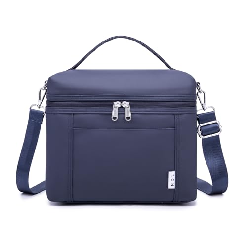 NOL 8L Insulated Lunch Bags for Women Cooler Bag Lightweight Nylon Waterproof Lunch Box For Work (Navy Blue / Medium (8 Liters))