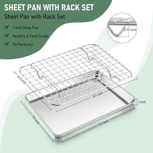 Toaster Oven Pan with Rack Set (9*7 Inch)