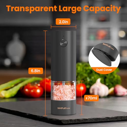 Electric Rechargeable Salt and Pepper Grinder Set (Black)