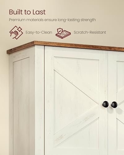 Bathroom Cabinet with Towel Bar (Rustic White / 2Doors（28.7"H）)