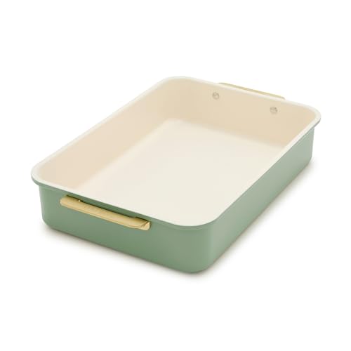 Bakeware 13" x 9" Nonstick Rectangular Cake Pan (13" x 9" Rectangular Cake Pan / Sage Green)