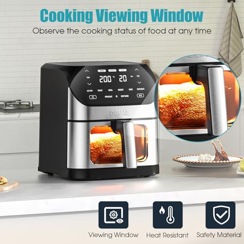 Air Fryer 6.2 QT Large Capacity Oilless Hot Air Fryers Oven 1500W Healthy Cooker with 10 Presets (Silver-L)