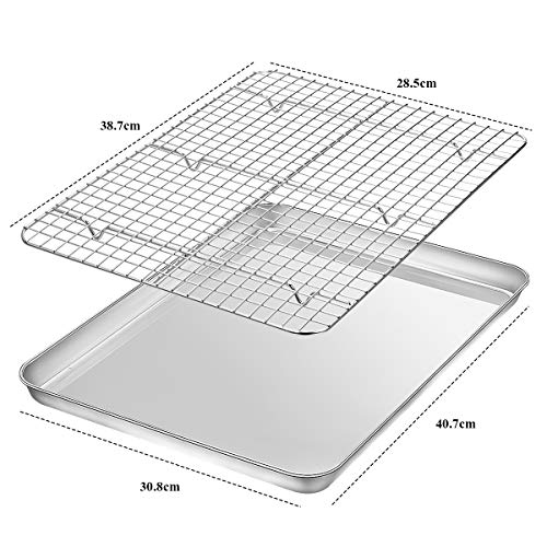 Baking Sheet with Rack Set [2 Pans + 2 Racks] (16 x 12 x 1 inch)