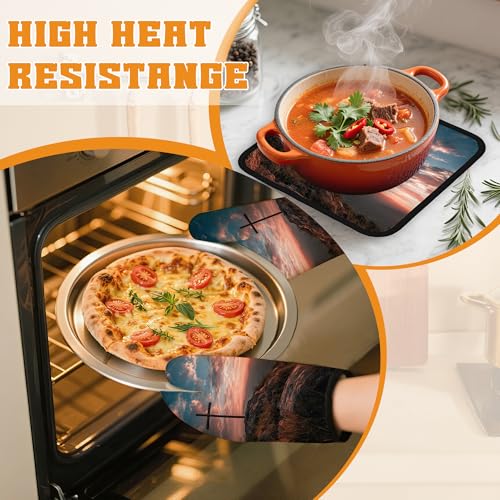 Cross Oven Mitts and Pot Holders Set (Cross Sunset Mountain)