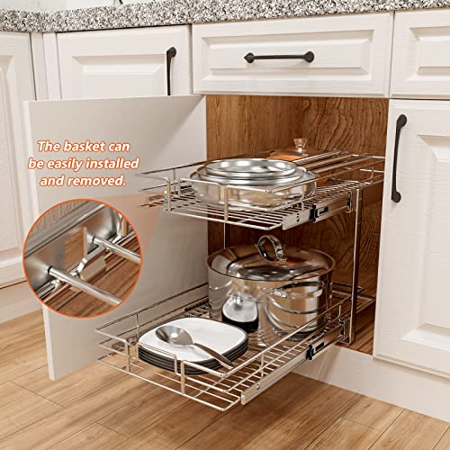 Individual Pull Out Cabinet Organizer (2 Tier / 14½"W x 21½"D)