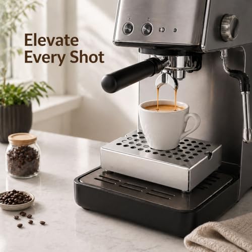 Anti Splash Espresso Cup Riser Stand for Espresso Machines (Silver / 30mm)