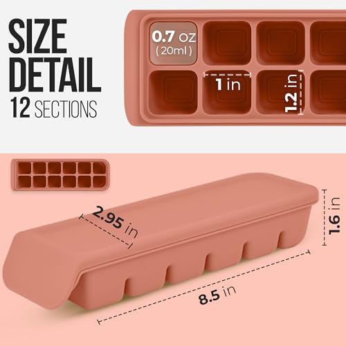 0.5 oz 12 Cavity Silicone Ice Cube Freezer Tray with Lid (0.5 oz/12ct â 1 Pack / Indie Pink)
