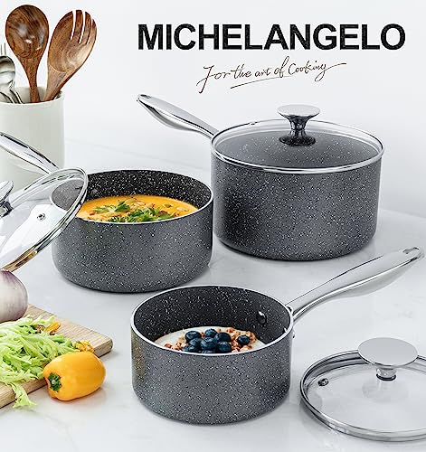 Nonstick Sauce Pan with Lid 1QT (1＋2 +3 Quarts)