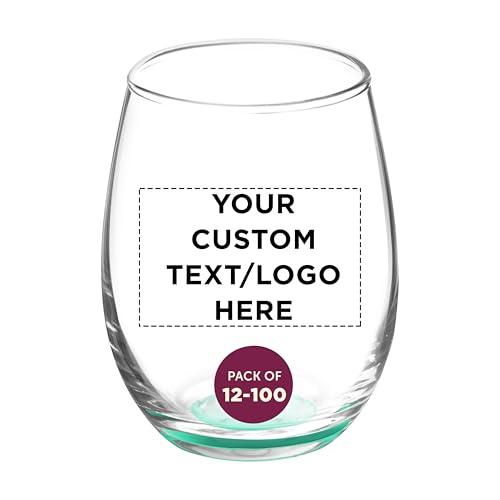 Custom Stemless Wine Glasses by ARC 5.5 oz Set of 12 (- Custom - Green / 12/50/100 Glasses)