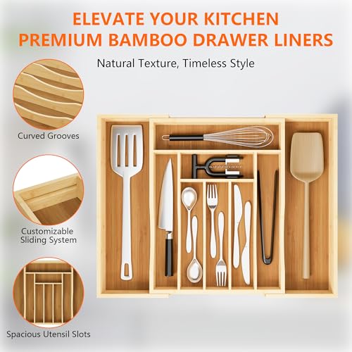 Expandable Bamboo Drawer Organizer Cutlery 7 (7-9 Slots)