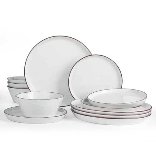 Saturn Stoneware Dinnerware Sets for 4 (White / 12)