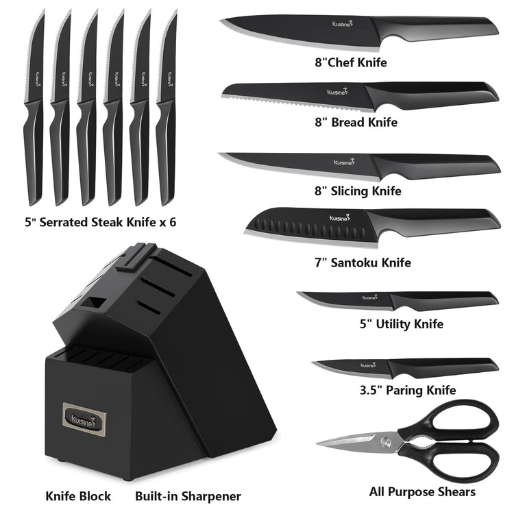 15 Piece Knife Set with Block (EX Black / 15 pieces)